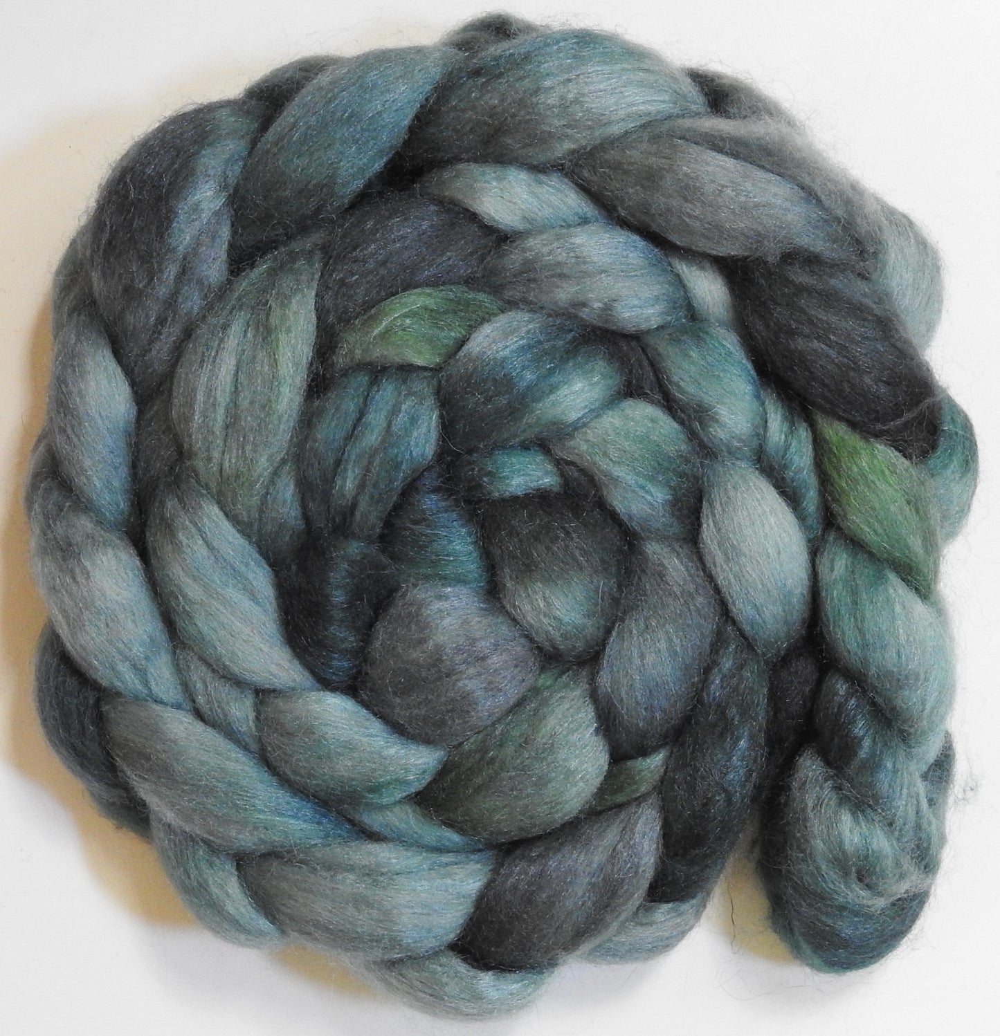 Slate (5.6 oz) -Batt in a Braid #10- Superfine Merino/ Silk/Kid Mohair /Corriedale(25/25/25/25)