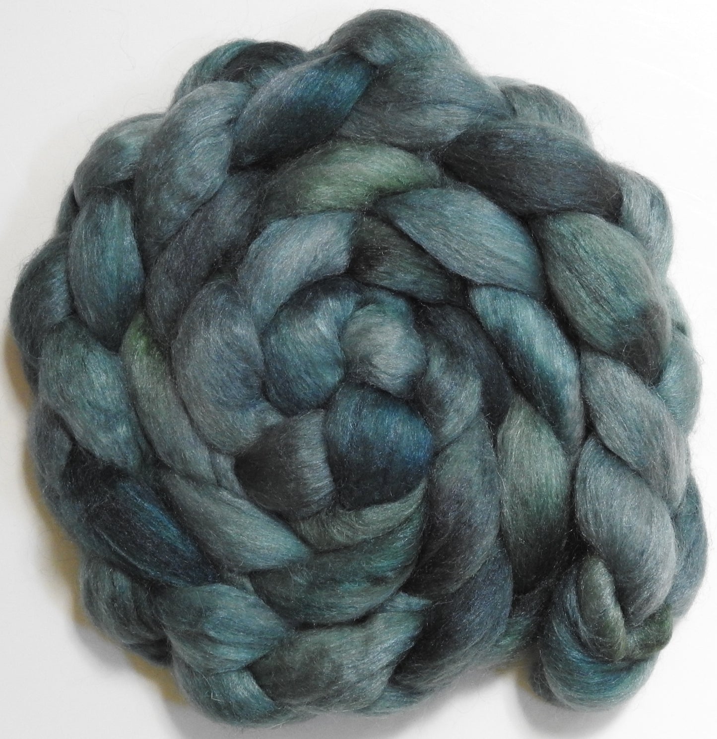 Slate (5.6 oz) -Batt in a Braid #10- Superfine Merino/ Silk/Kid Mohair /Corriedale(25/25/25/25)