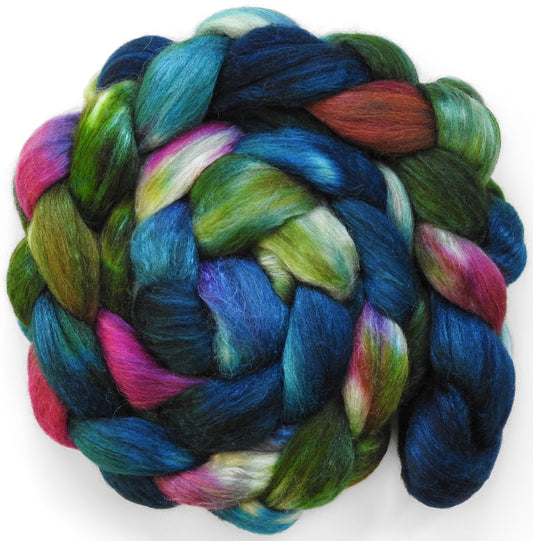 Picnic (5.7 oz) - Batt in a Braid #6 - 1/3 Grey Baby Alpaca/1/3 Polwarth/ 1/3 Tussah Silk