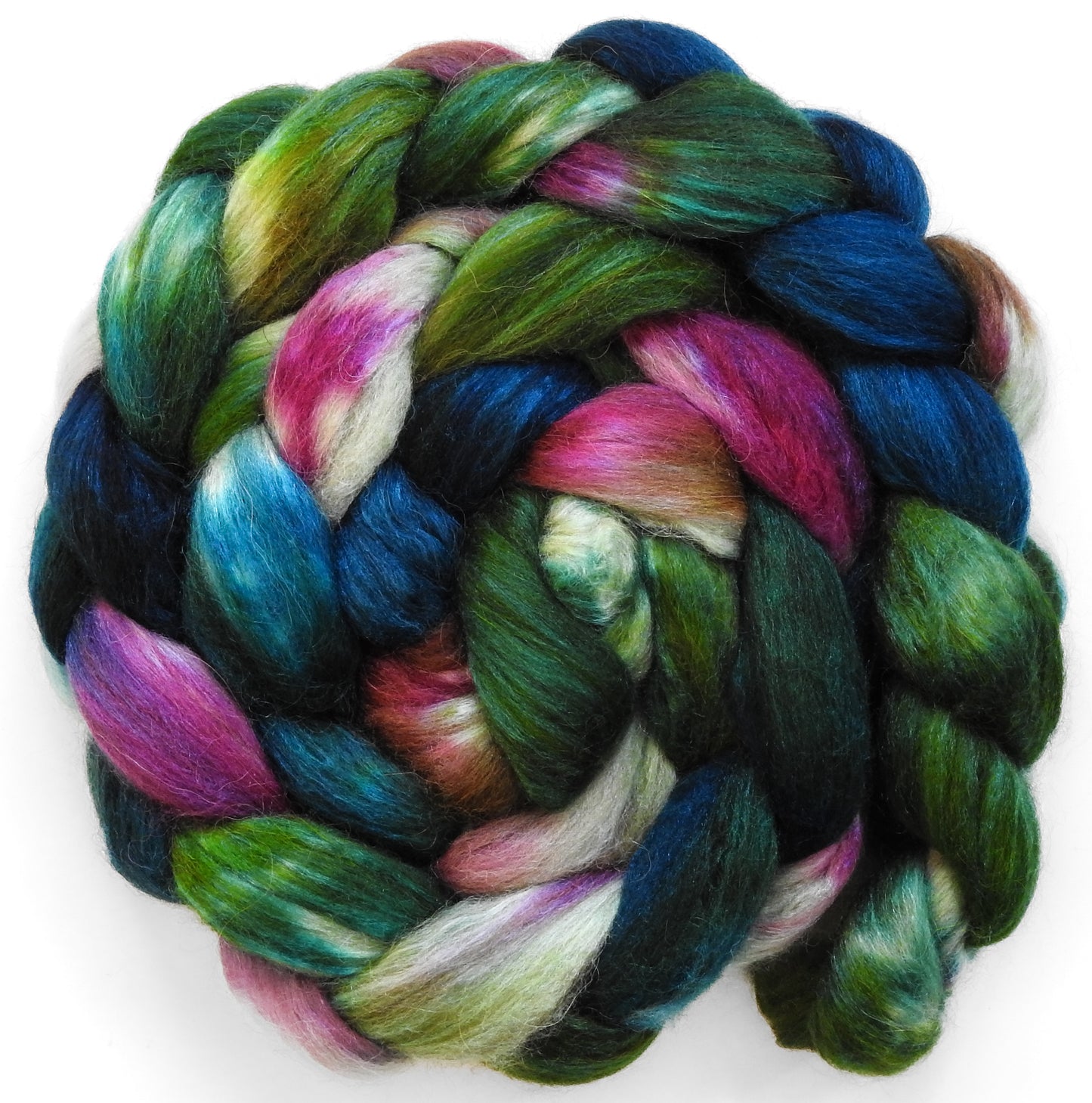 Picnic (5.7 oz) - Batt in a Braid #6 - 1/3 Grey Baby Alpaca/1/3 Polwarth/ 1/3 Tussah Silk