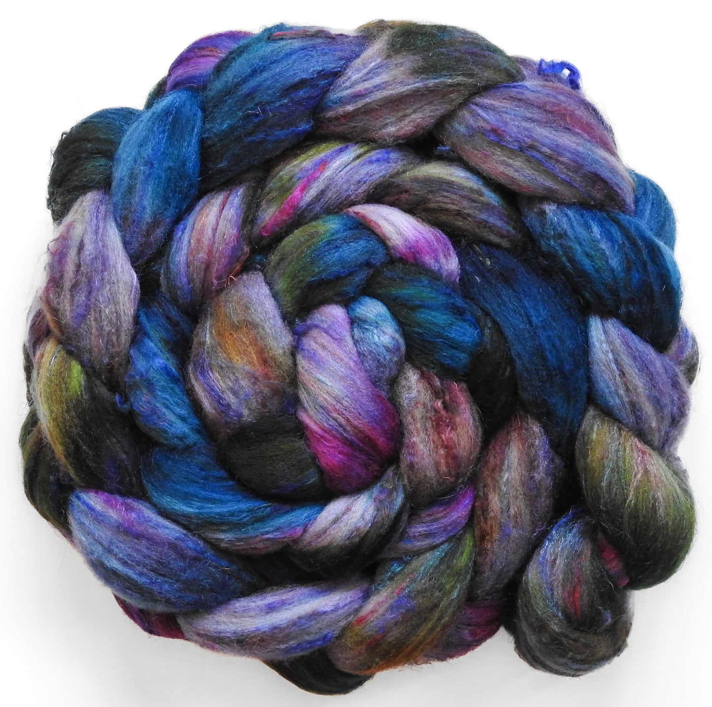 Picnic (5.7 oz) - Batt in a Braid #65 - Rambouillet/ Cormo / Sari  silk/ Tussah silk (40/25/25/10)
