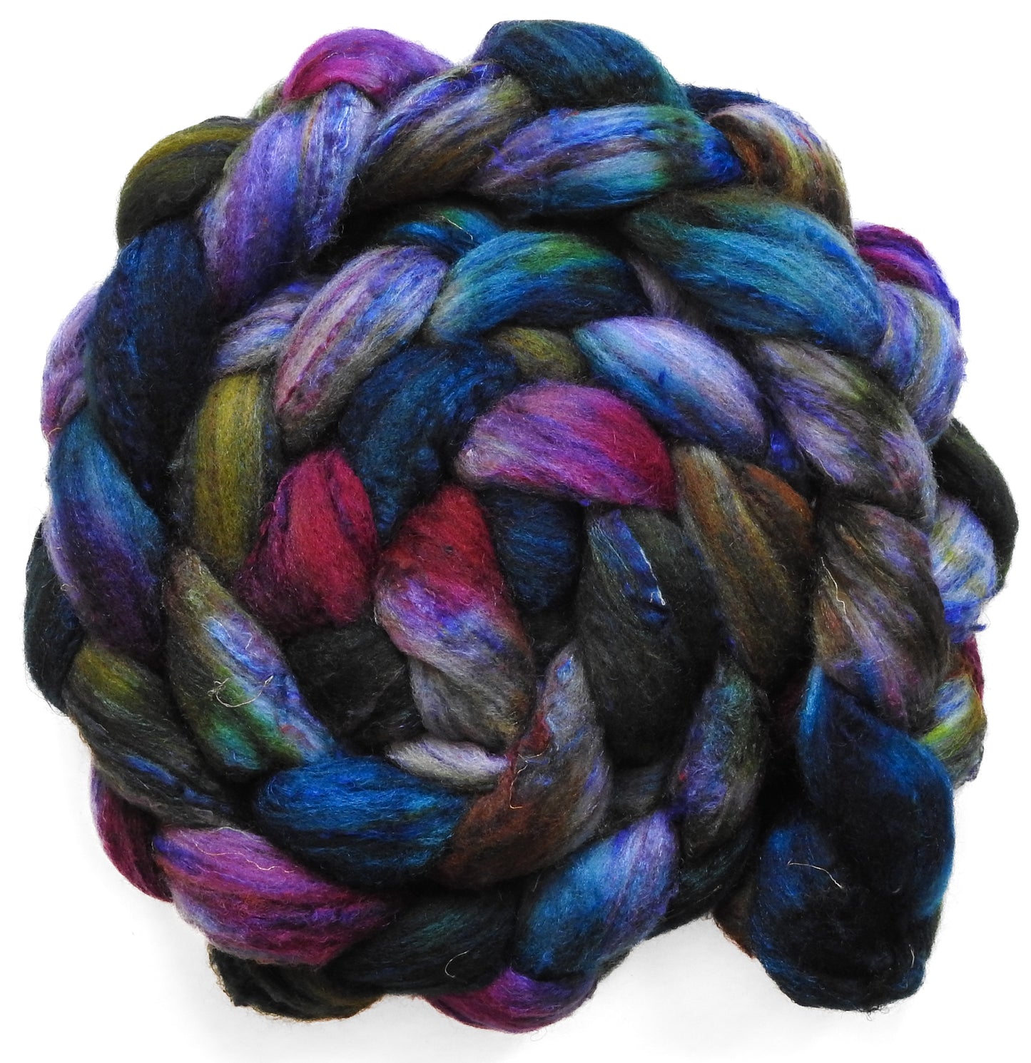 Picnic (5.7 oz) - Batt in a Braid #65 - Rambouillet/ Cormo / Sari  silk/ Tussah silk (40/25/25/10)