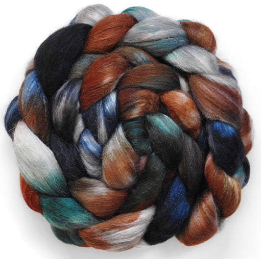 Et tu, Brute? (5.6 oz) - Batt in a Braid #6 - 1/3 Grey Baby Alpaca/1/3 Polwarth/ 1/3 Tussah Silk
