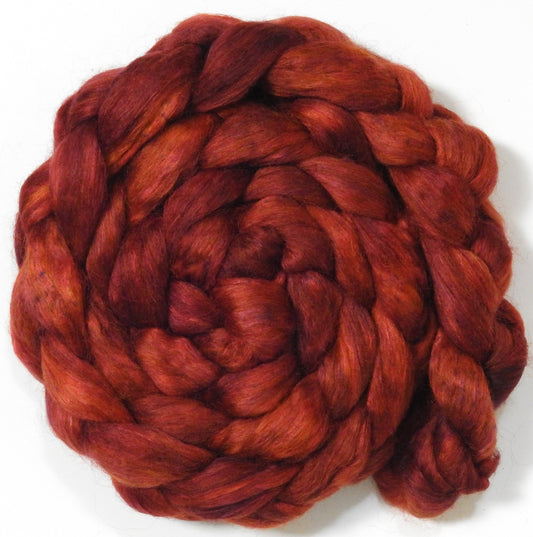 Henna (5.7 oz) - Batt in a Braid #52- Wensleydale/ Mulberry silk/ Polwarth (60/25/15)