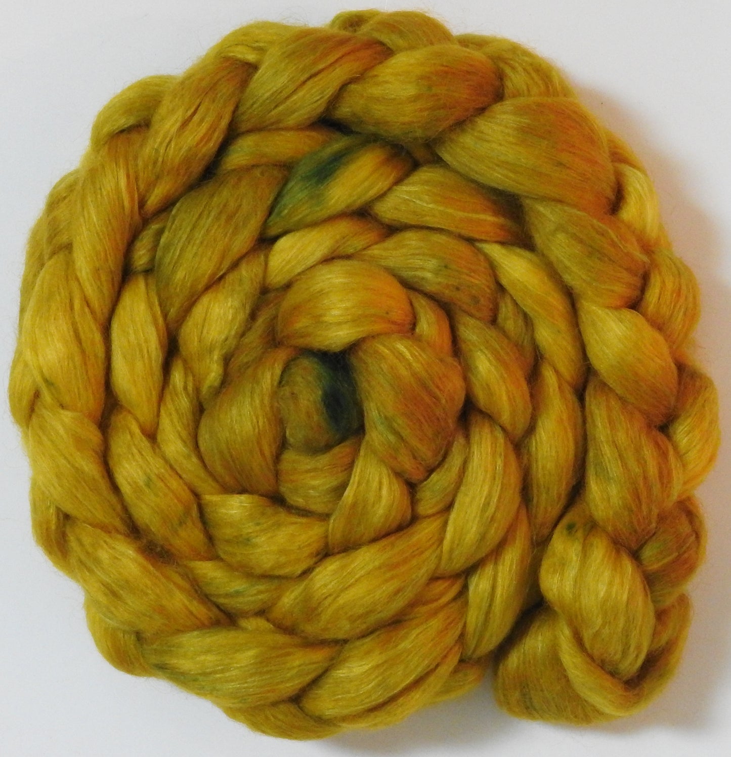 Goldenrod (5.6 oz) - Batt in a Braid #52- Wensleydale/ Mulberry silk/ Polwarth (60/25/15)