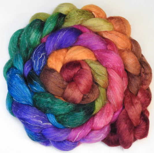 Batt in a Braid #29 - End of the Rainbow  (5.7 oz.) Rambouillet / Tussah / Flax (40/40/20)