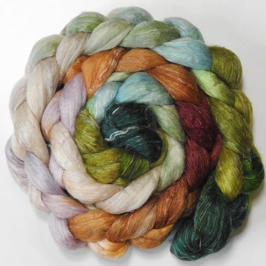 Bordeaux (5.6 oz) - Batt in a Braid #29 - Rambouillet / Tussah / Flax (40/40/20)