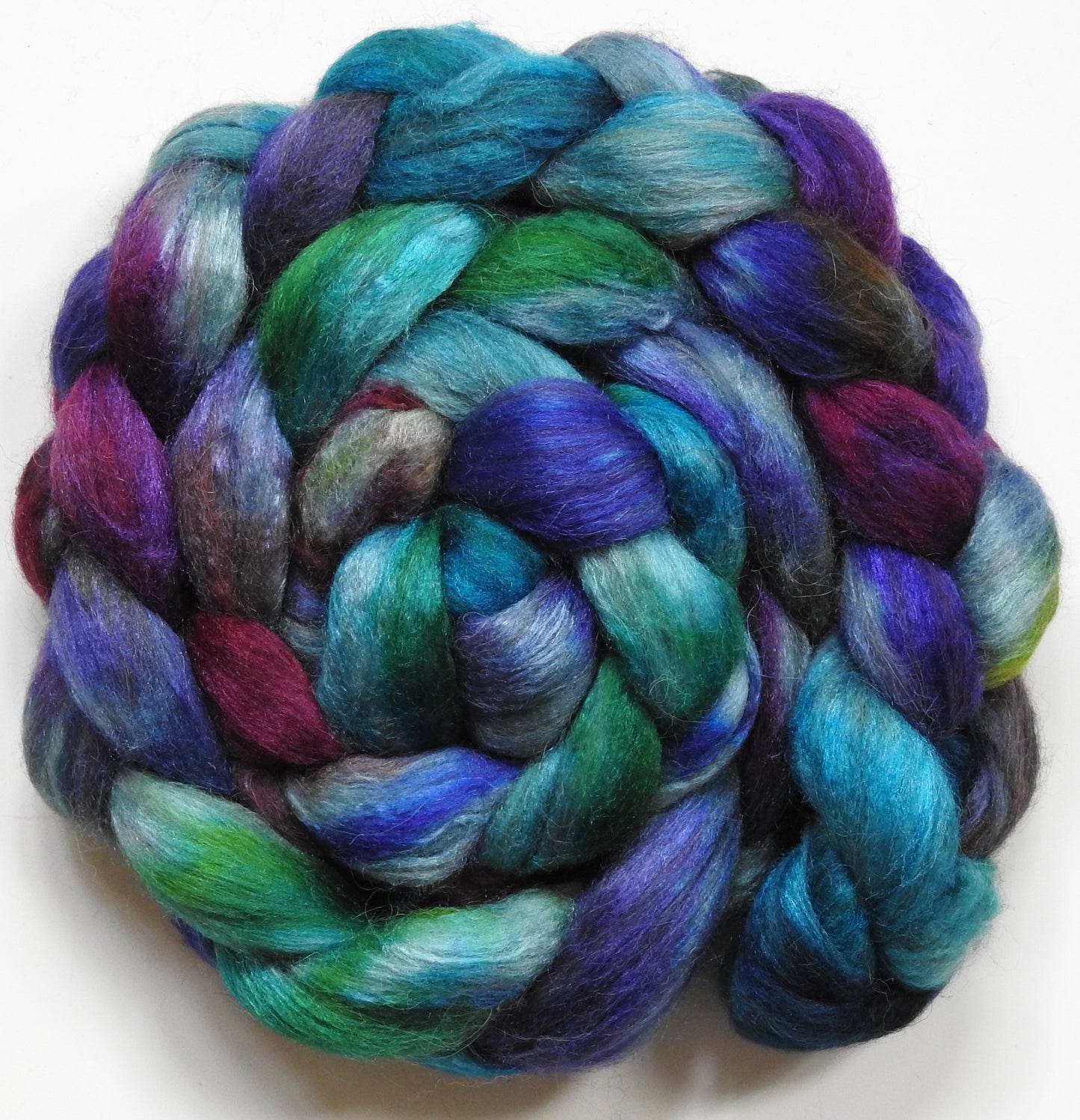 Navigator (5.5 oz) - Batt in a Braid #6 - 1/3 Grey Baby Alpaca/1/3 Polwarth/ 1/3 Tussah Silk