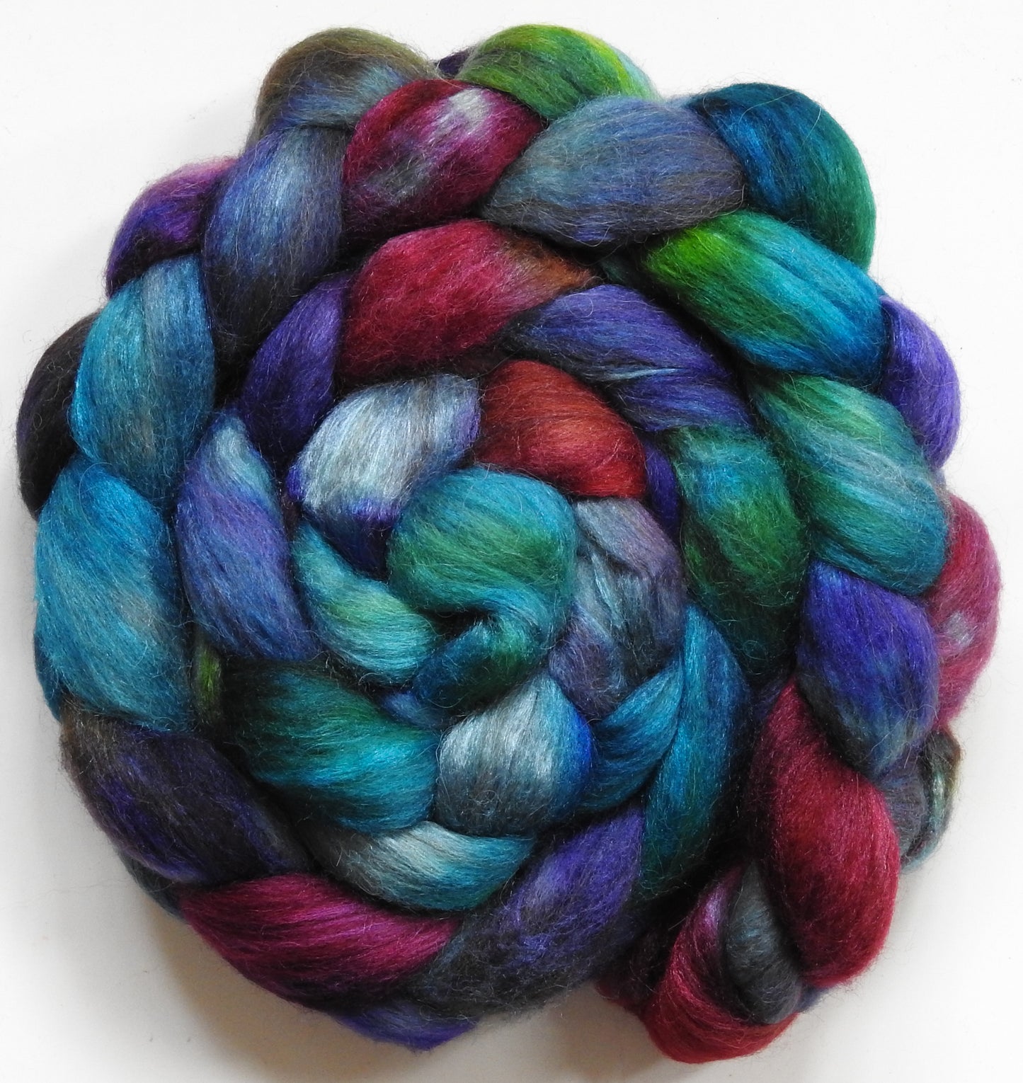 Navigator (5.5 oz) - Batt in a Braid #6 - 1/3 Grey Baby Alpaca/1/3 Polwarth/ 1/3 Tussah Silk