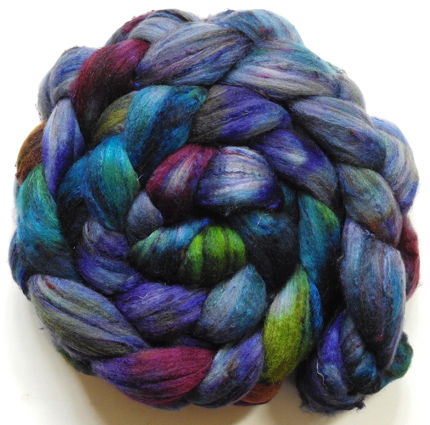 Navigator (5.6 oz) - Batt in a Braid #65 - Rambouillet/ Cormo / Sari  silk/ Tussah silk (40/25/25/10)