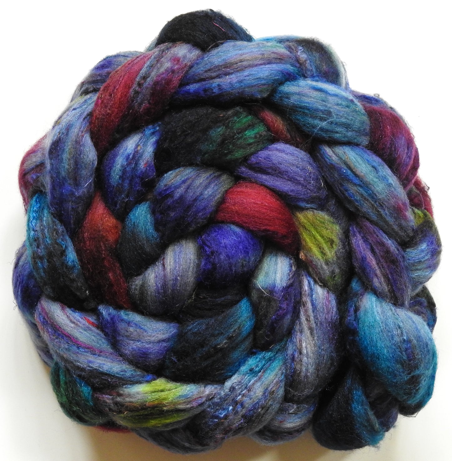 Navigator (5.6 oz) - Batt in a Braid #65 - Rambouillet/ Cormo / Sari  silk/ Tussah silk (40/25/25/10)