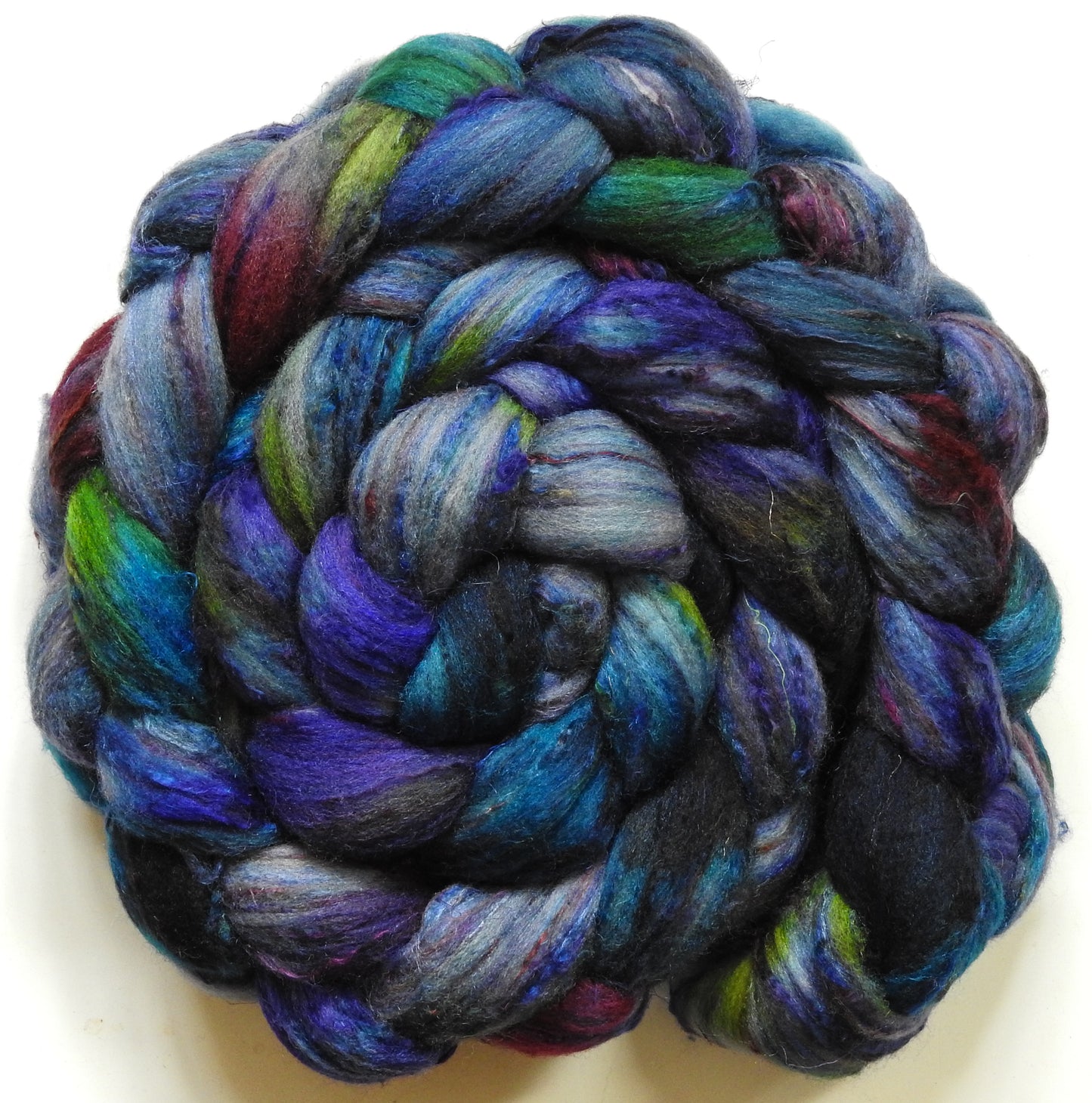 Navigator (5.6 oz) - Batt in a Braid #65 - Rambouillet/ Cormo / Sari  silk/ Tussah silk (40/25/25/10)