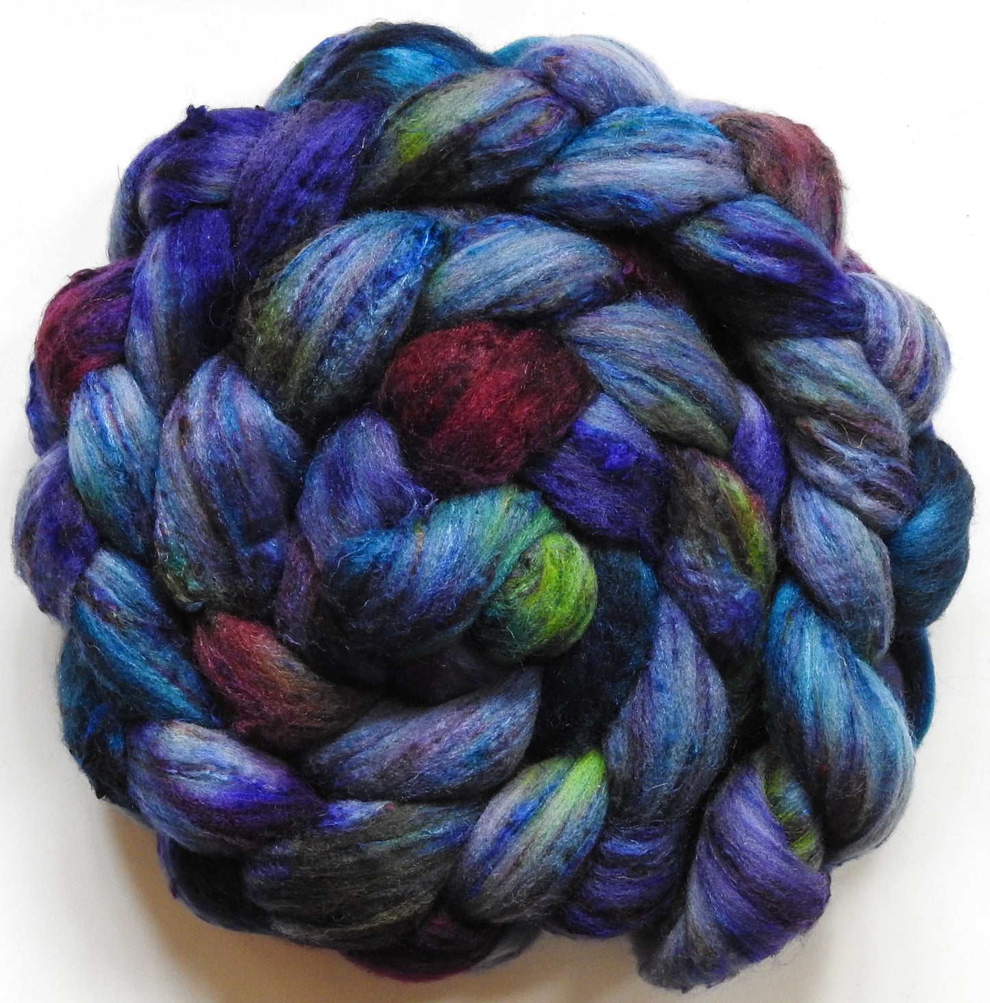 Navigator (5.6 oz) - Batt in a Braid #65 - Rambouillet/ Cormo / Sari  silk/ Tussah silk (40/25/25/10)