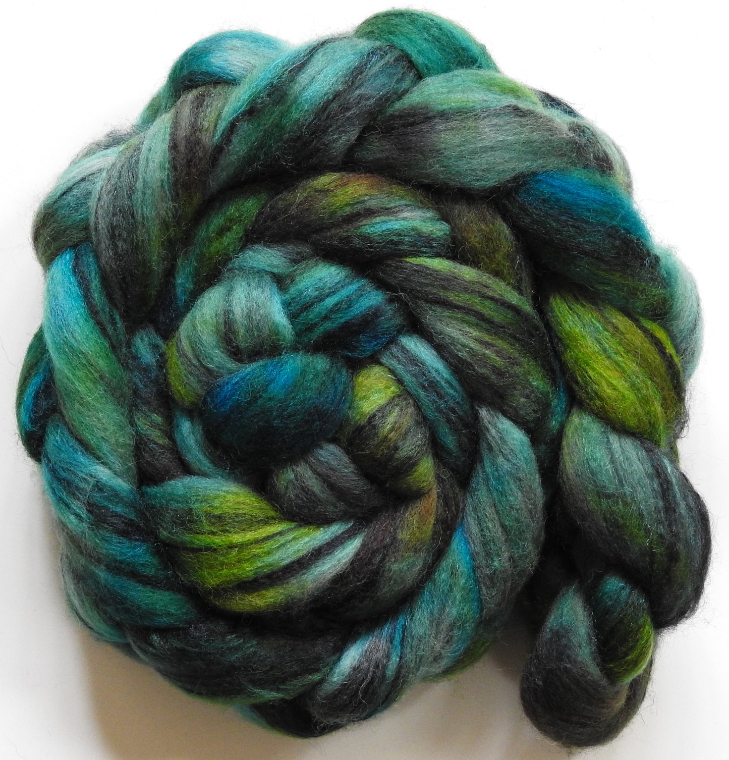Scuba Diving (5.7 oz) - Batt in a Braid #68 - Lt. Grey Shetland/ Falkland Merino / Black tussah silk (45/30/25)