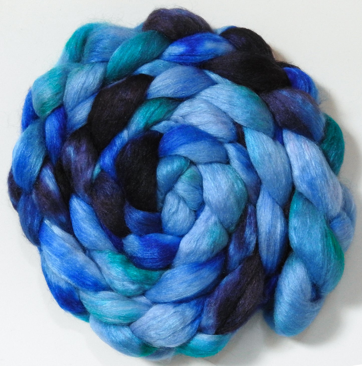 Waterlogged (5.9 oz) -Batt in a Braid #10- Superfine Merino/ Silk/Kid Mohair /Corriedale(25/25/25/25)