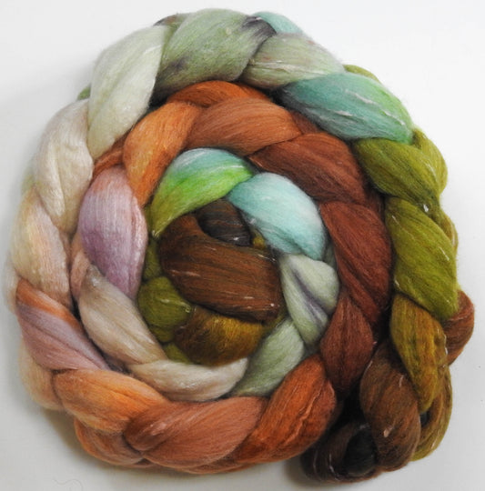 Vintage Bordeaux (5.7 oz)- Batt in a Braid #49- Polwarth/Silk/ Tweed (50/25/25)