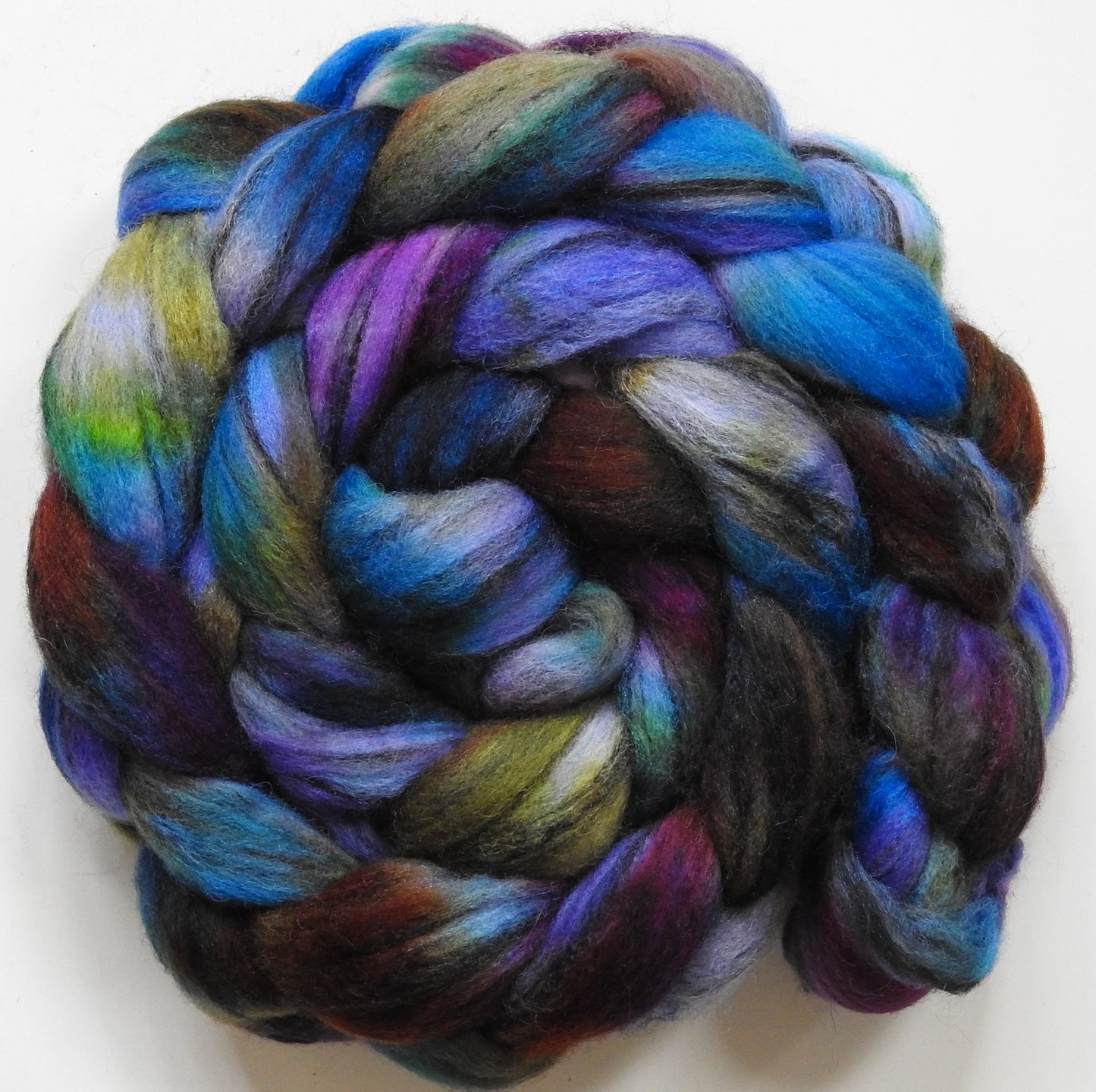 Spanish Bluebells (5.7 oz) - Batt in a Braid #68 - Lt. Grey Shetland/ Falkland Merino / Black tussah silk (45/30/25)