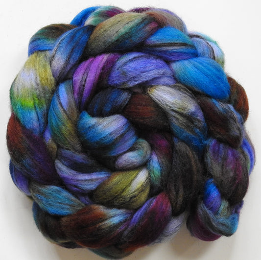 Spanish Bluebells (5.7 oz) - Batt in a Braid #68 - Lt. Grey Shetland/ Falkland Merino / Black tussah silk (45/30/25)