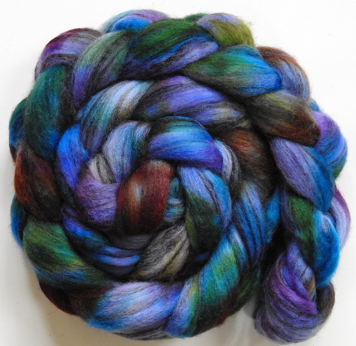 Spanish Bluebells (5.7 oz) - Batt in a Braid #68 - Lt. Grey Shetland/ Falkland Merino / Black tussah silk (45/30/25)