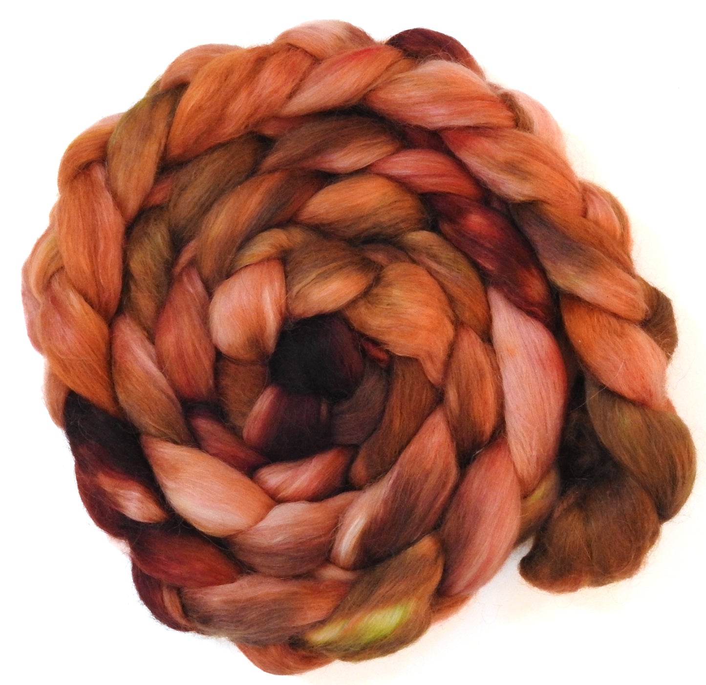 Feldspar (5.6 oz) - Batt in a Braid #52- Wensleydale/ Mulberry silk/ Polwarth (60/25/15)