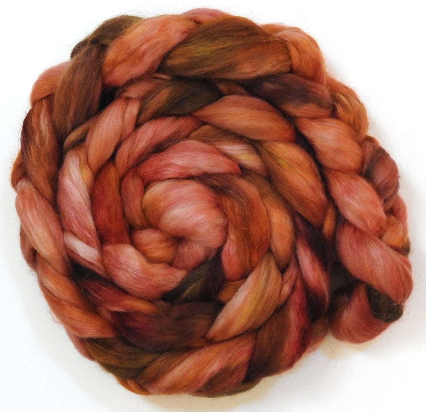 Feldspar (5.6 oz) - Batt in a Braid #52- Wensleydale/ Mulberry silk/ Polwarth (60/25/15)