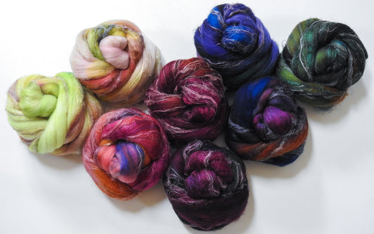 Lenten Roses Dyed  Gradient Set (11.4 oz) - Merino/ Tussah Silk/ Natural Flax (50/25/25)