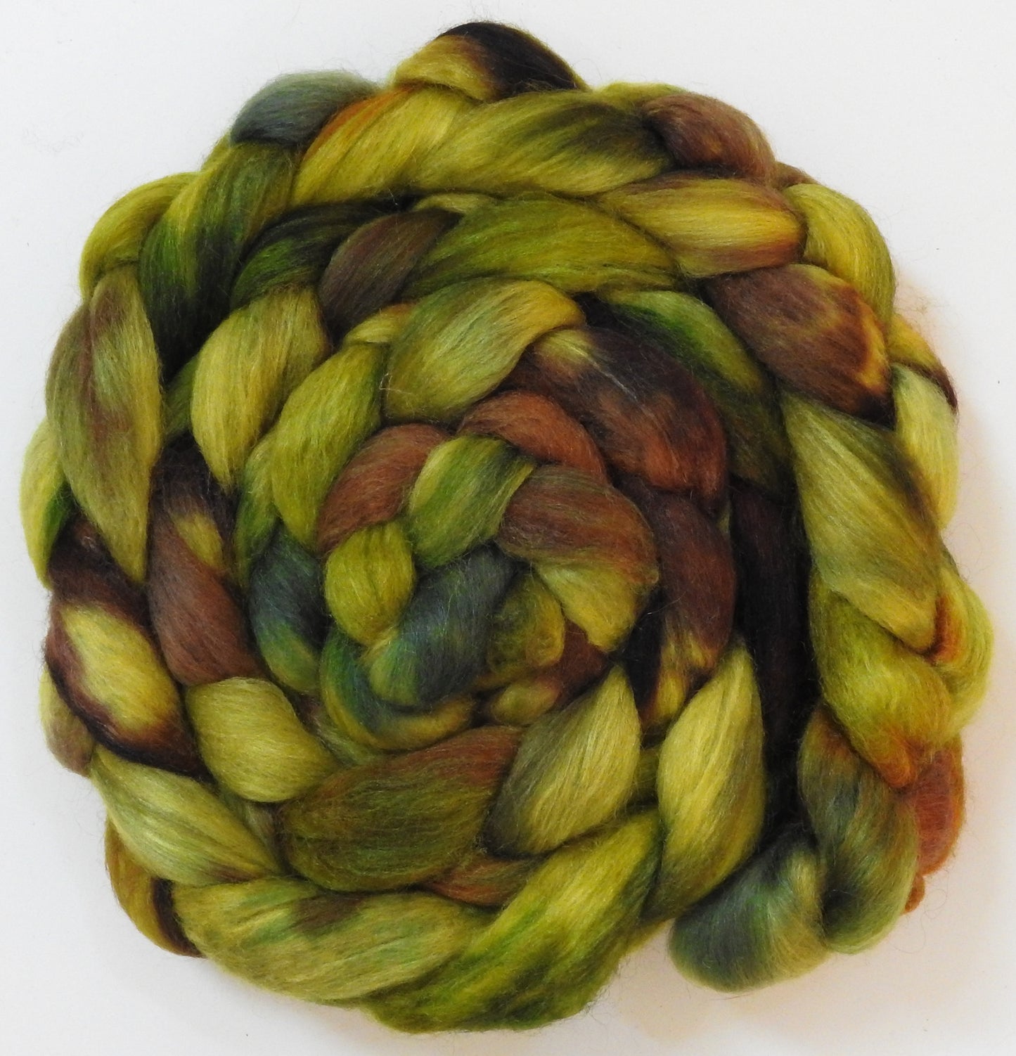 Sulfur (5.8 oz) -Batt in a Braid #10- Superfine Merino/ Silk/Kid Mohair /Corriedale(25/25/25/25)
