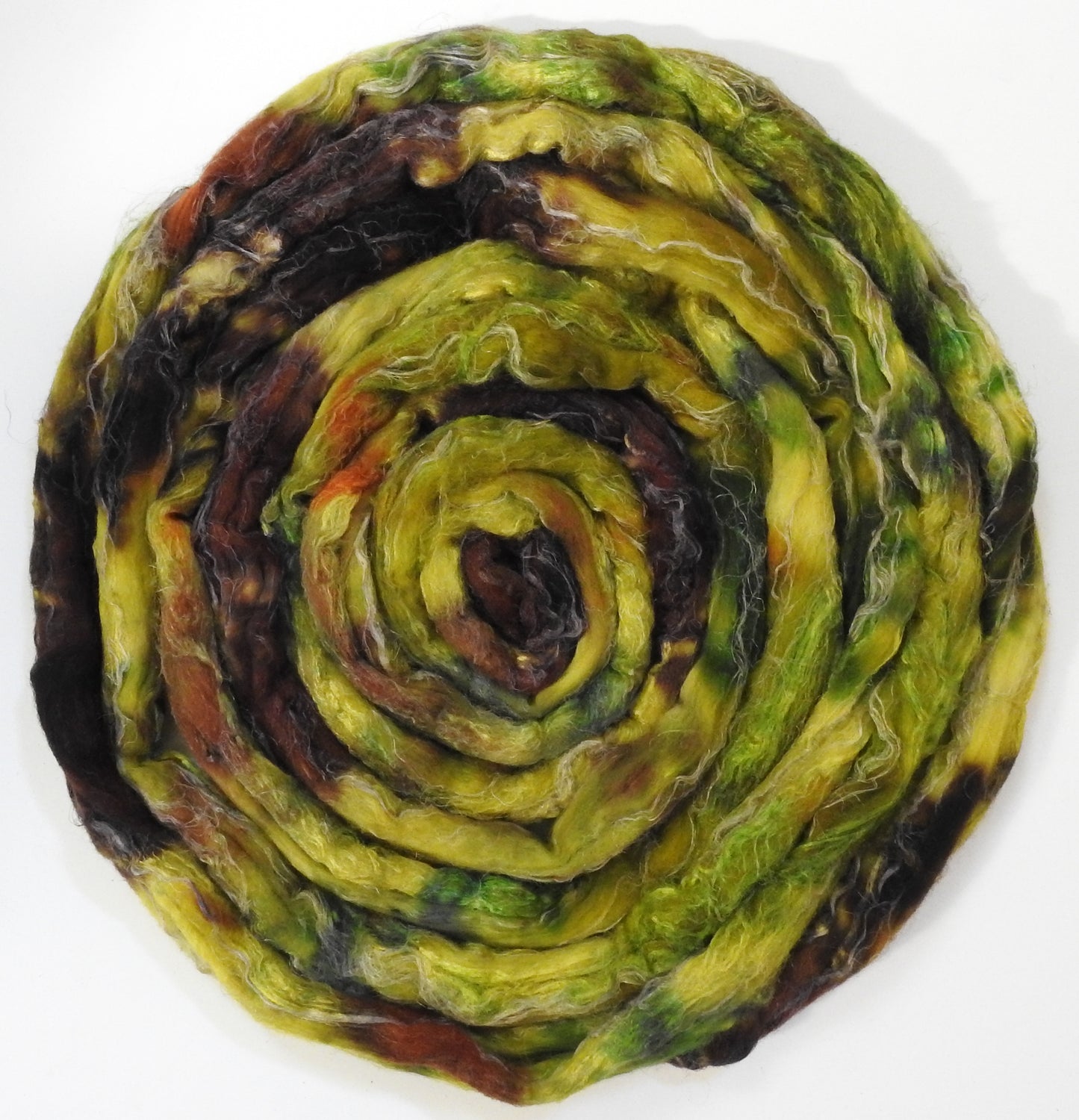 Sulfur (5.8 oz) -Batt in a Braid #10- Superfine Merino/ Silk/Kid Mohair /Corriedale(25/25/25/25)
