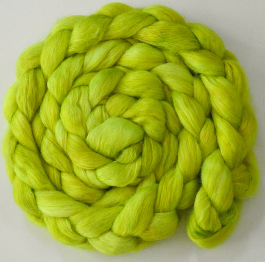 Glowstick (5.7 oz) - Batt in a Braid #52- Wensleydale/ Mulberry silk/ Polwarth (60/25/15)