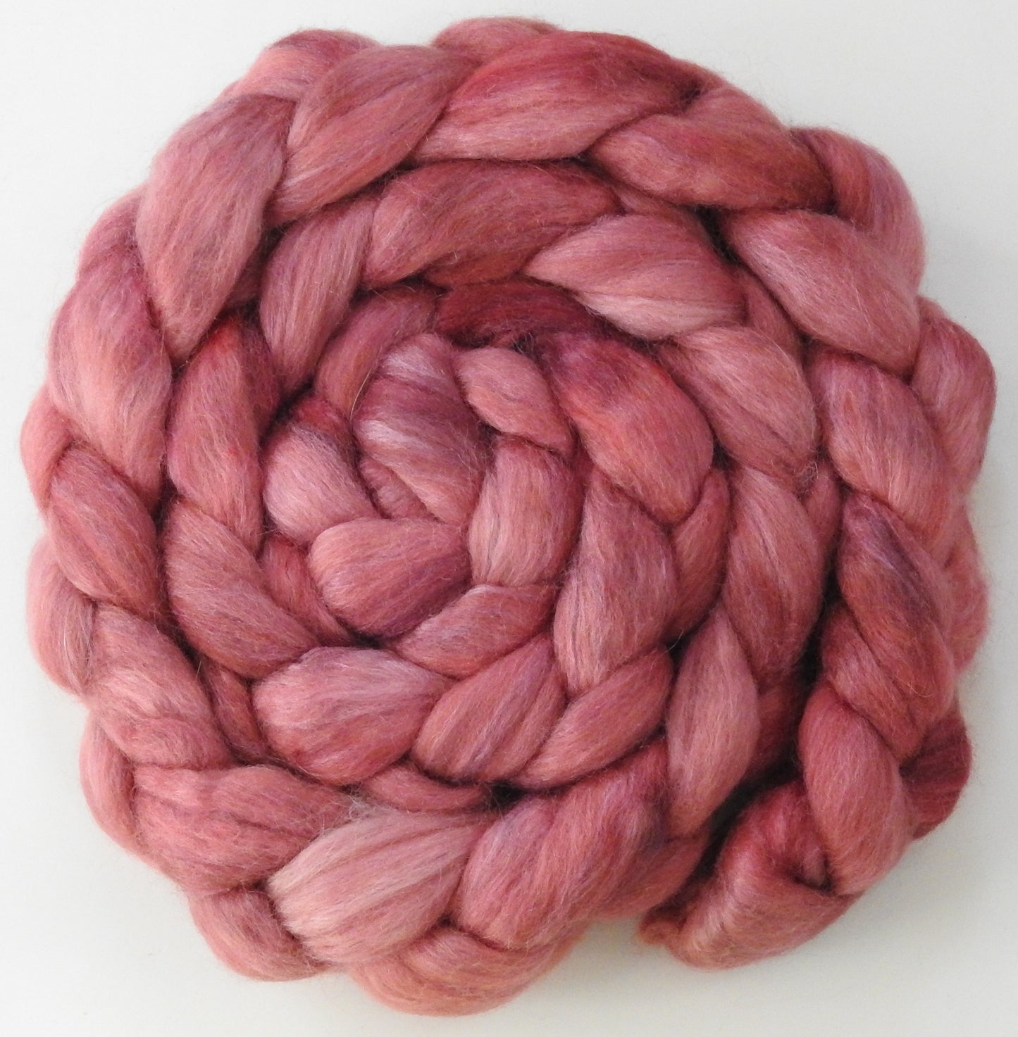Rouge (5.9 oz) -Batt in a Braid #10- Superfine Merino/ Silk/Kid Mohair /Corriedale(25/25/25/25)