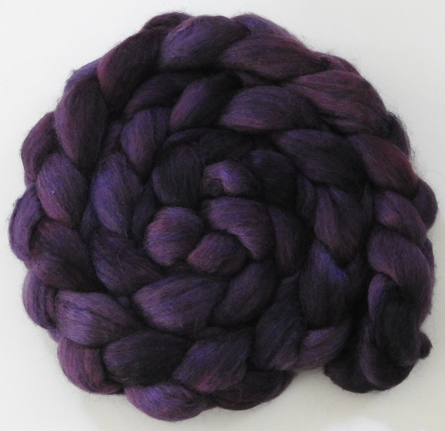 Elderberry (5.8 oz) -Batt in a Braid #10- Superfine Merino/ Silk/Kid Mohair /Corriedale(25/25/25/25)