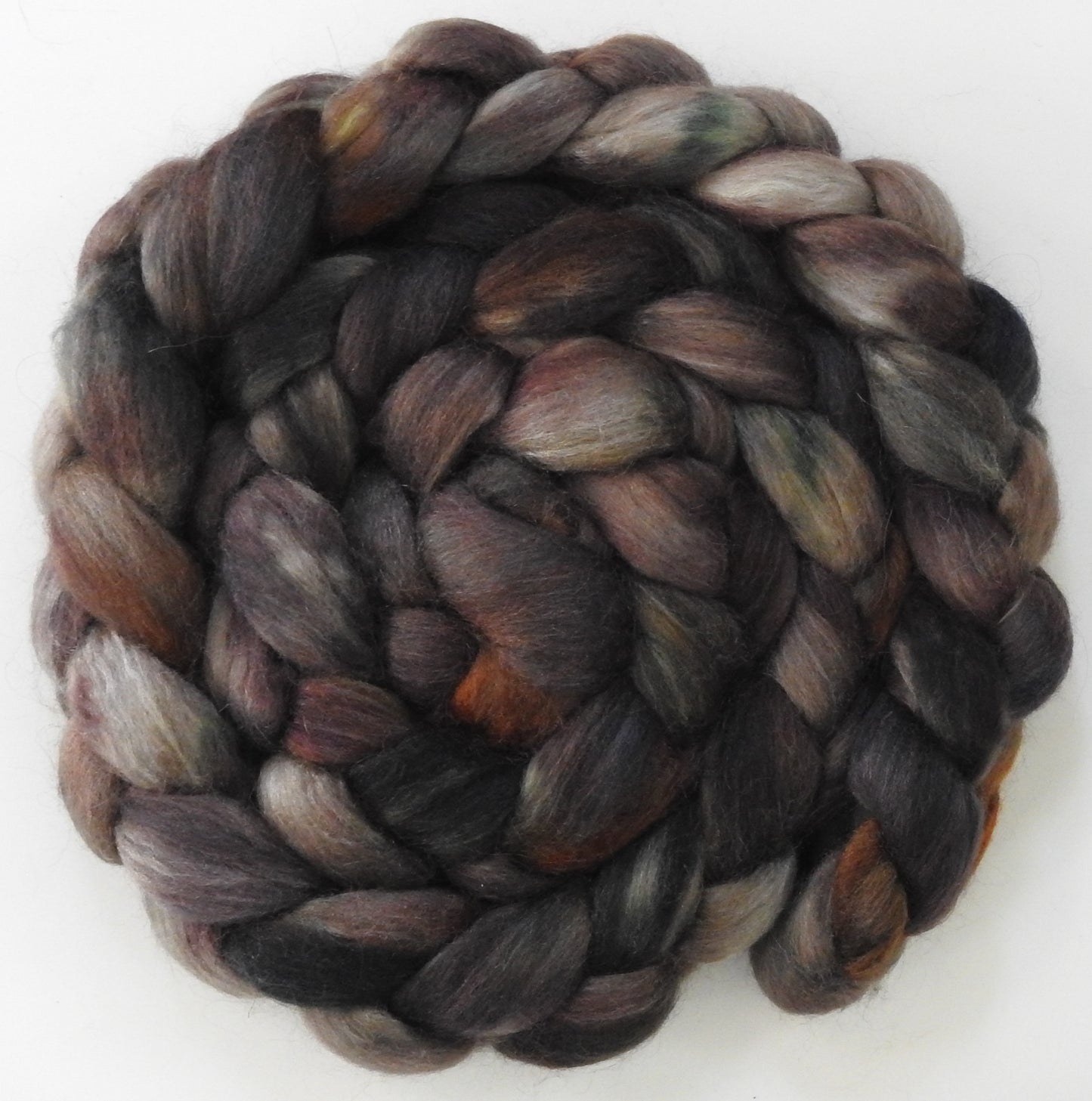 Morel (5.8 oz) -Batt in a Braid #10- Superfine Merino/ Silk/Kid Mohair /Corriedale(25/25/25/25)