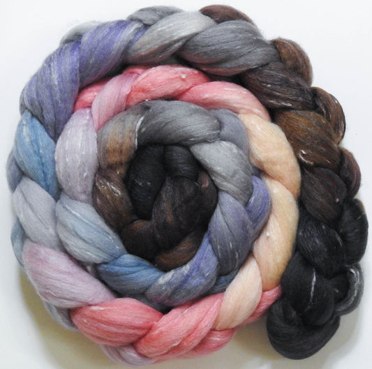 Coastline (5.8 oz)- Batt in a Braid #49- Polwarth/Silk/ Tweed (50/25/25)