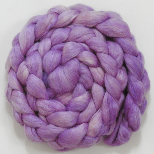 Alyssum (5.6 oz) - Batt in a Braid #52- Wensleydale/ Mulberry silk/ Polwarth (60/25/15)