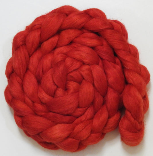 Tomato (5.7 oz) - Batt in a Braid #52- Wensleydale/ Mulberry silk/ Polwarth (60/25/15)