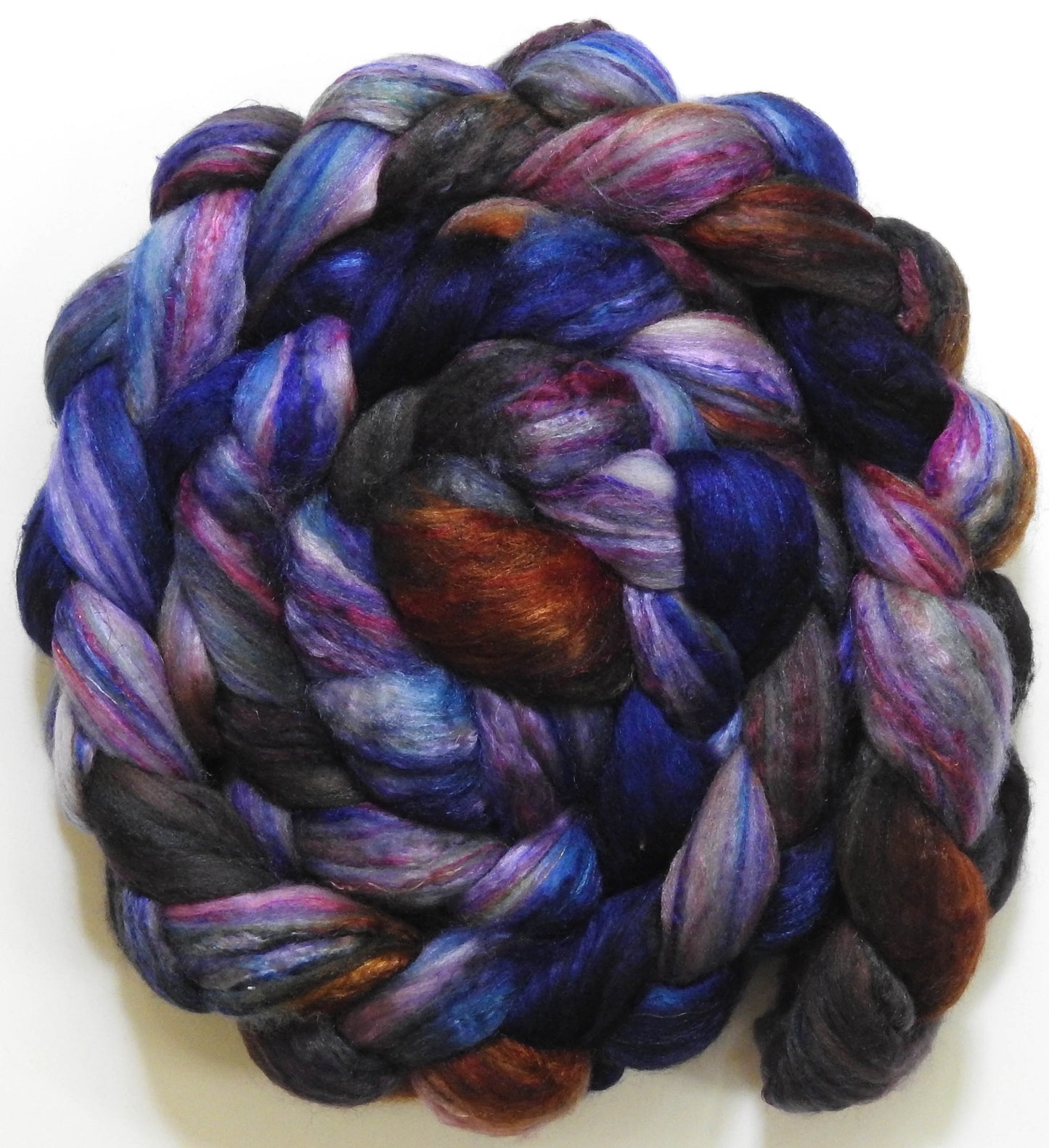Singular - 42 (5.7 oz)-Batt in a Braid #39 - Merino/ Mulberry Silk / Sari Silk (50/25/25)