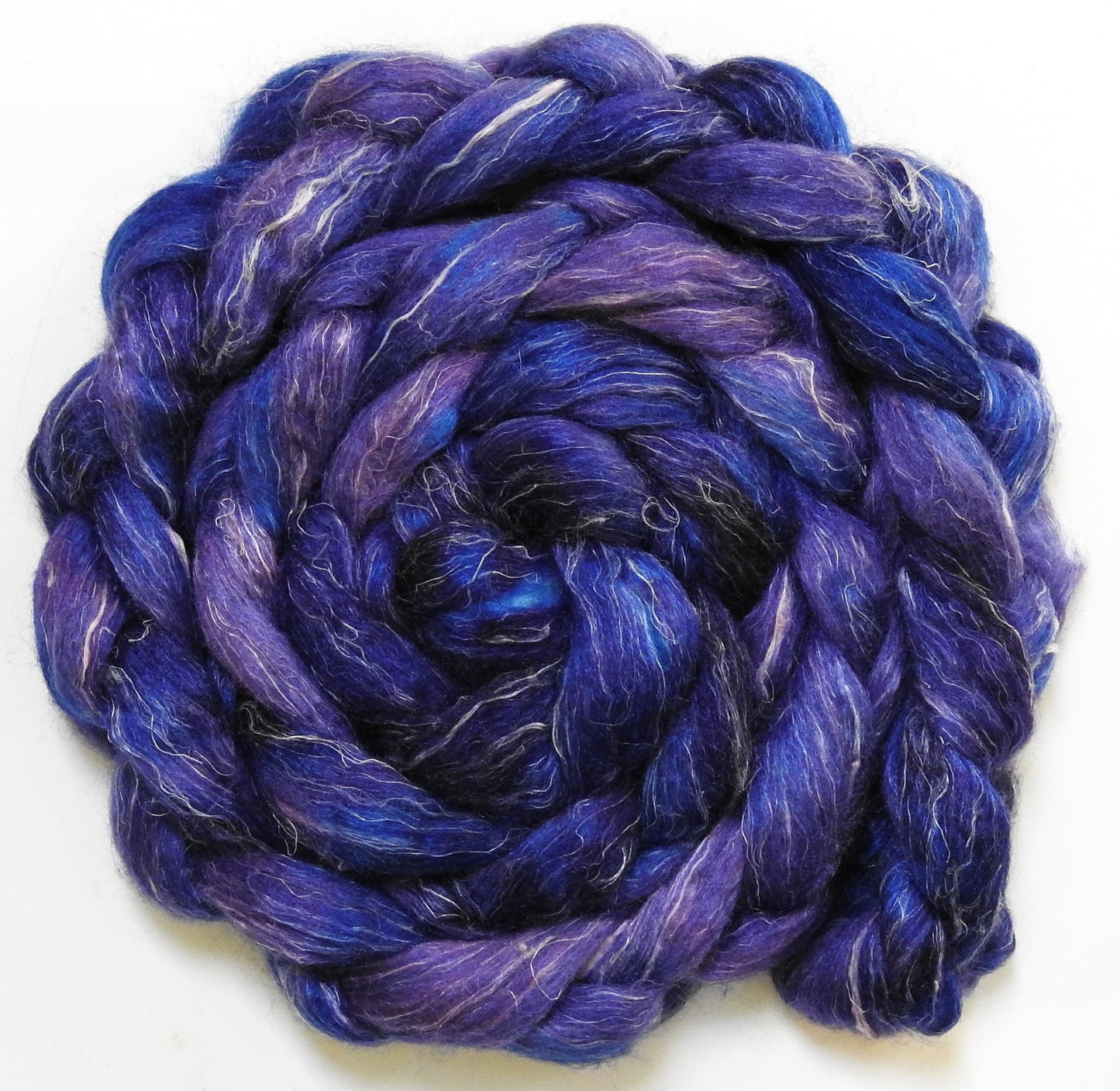 Andromeda (4oz) - Batt in a Braid #3 - Polwarth/Tussah Silk/Flax (40/40/20)