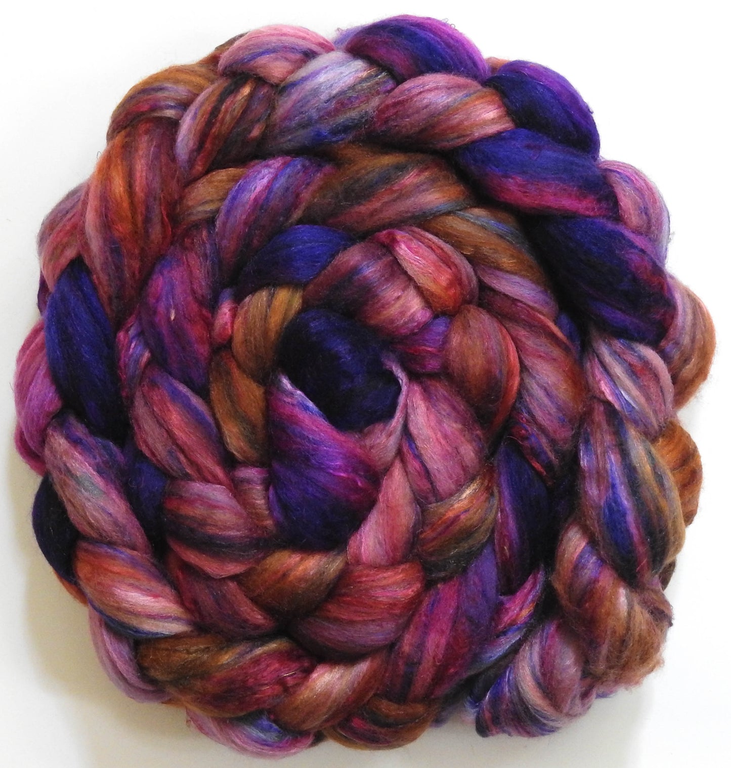 Singular - 41 (5.7 oz)-Batt in a Braid #39 - Merino/ Mulberry Silk / Sari Silk (50/25/25)