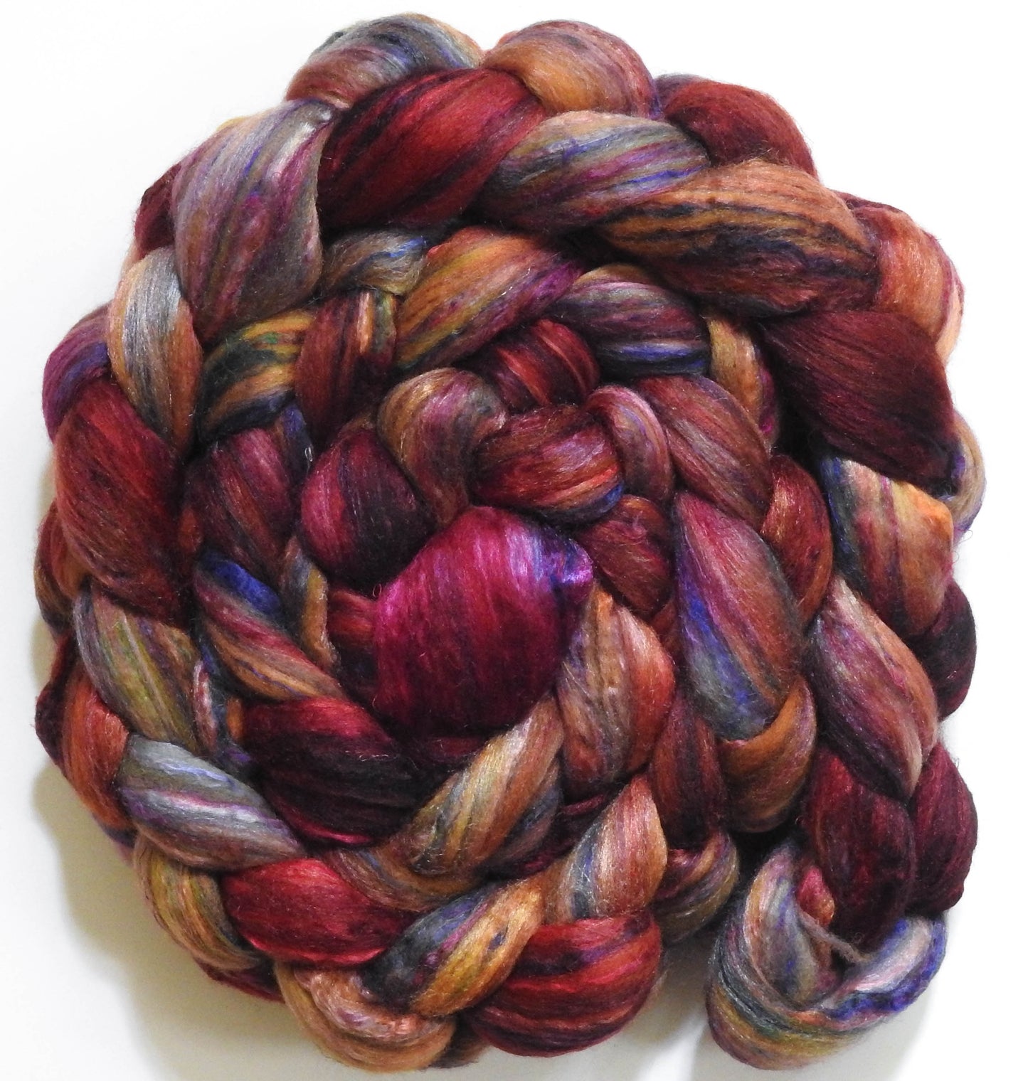Singular - 38 (5.7 oz)-Batt in a Braid #39 - Merino/ Mulberry Silk / Sari Silk (50/25/25)