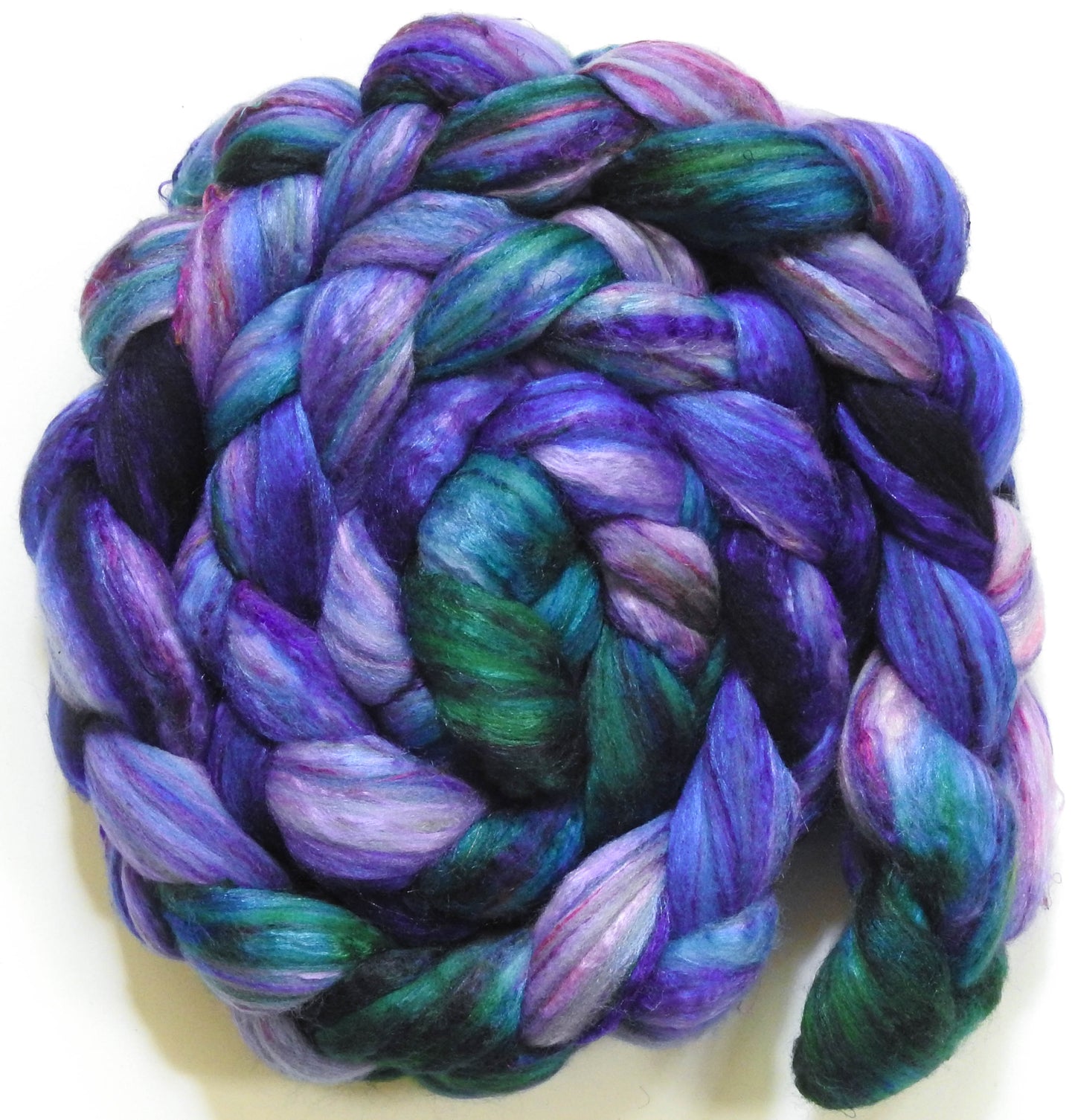 Singular - 47 (5.6 oz)-Batt in a Braid #39 - Merino/ Mulberry Silk / Sari Silk (50/25/25)
