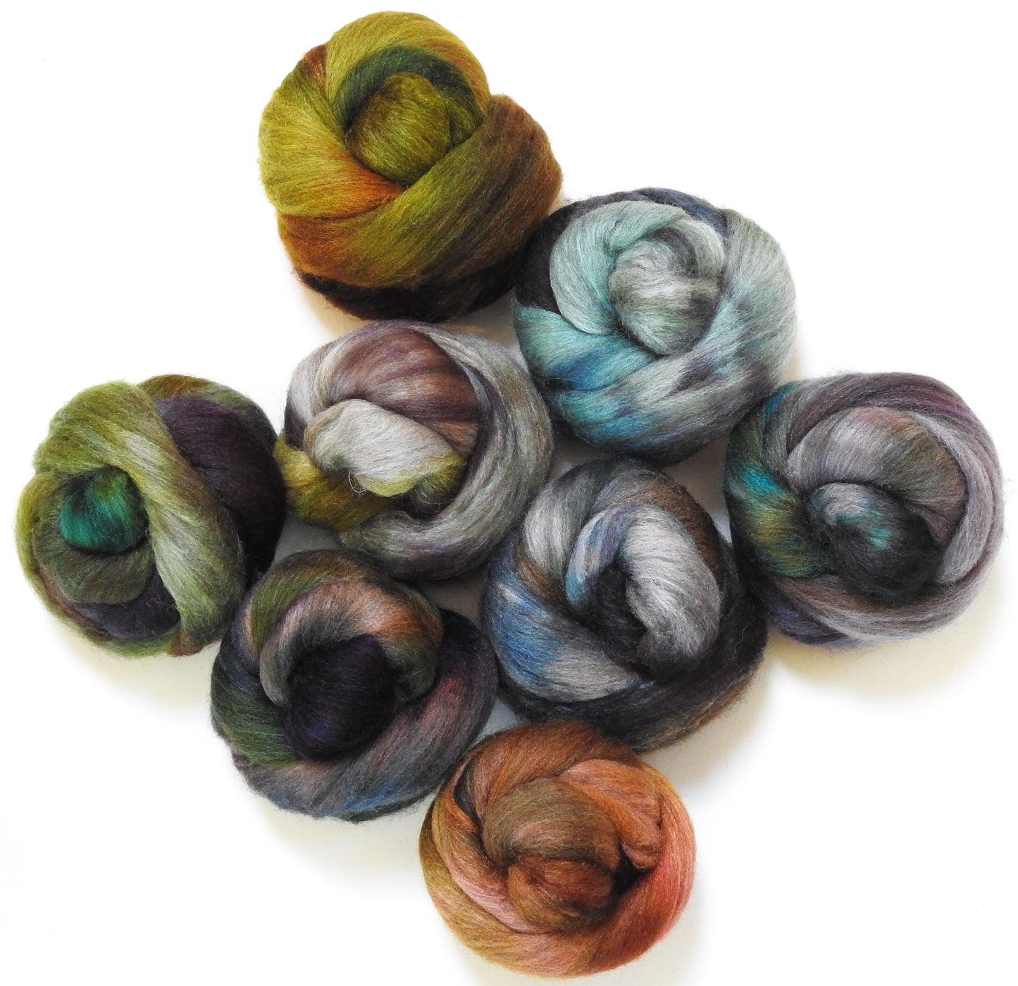 Raw Minerals - Dyed Gradient Set (10.9 oz)- Mixed Bfl/Tussah silk (85/15)