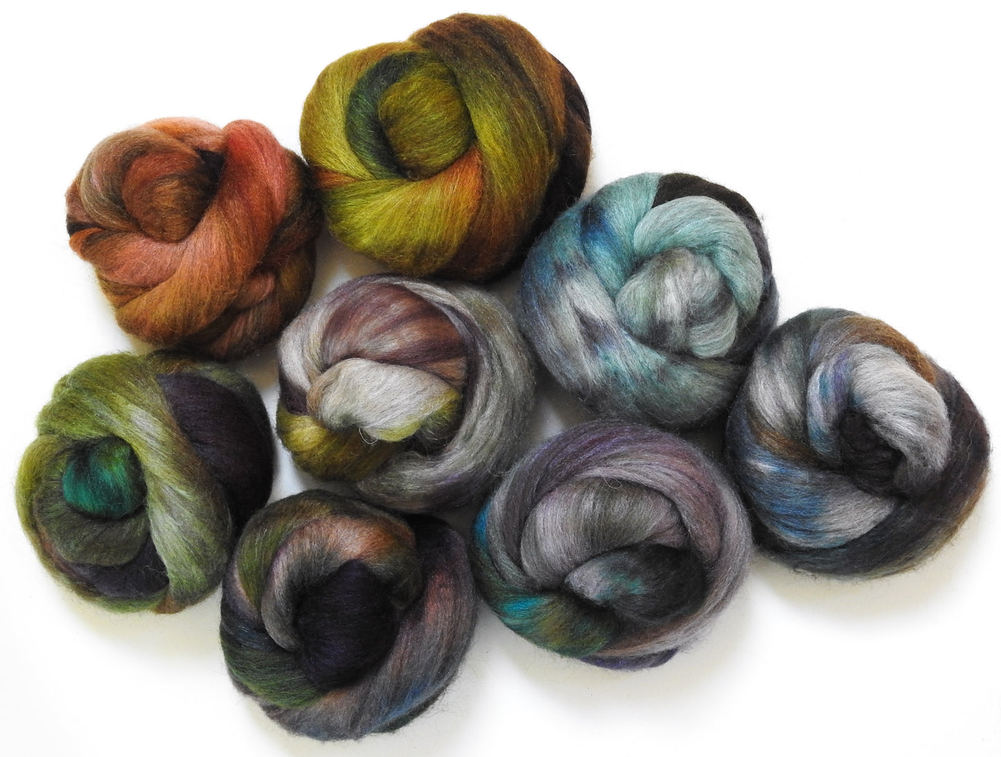 Raw Minerals - Dyed Gradient Set (10.9 oz)- Mixed Bfl/Tussah silk (85/15)