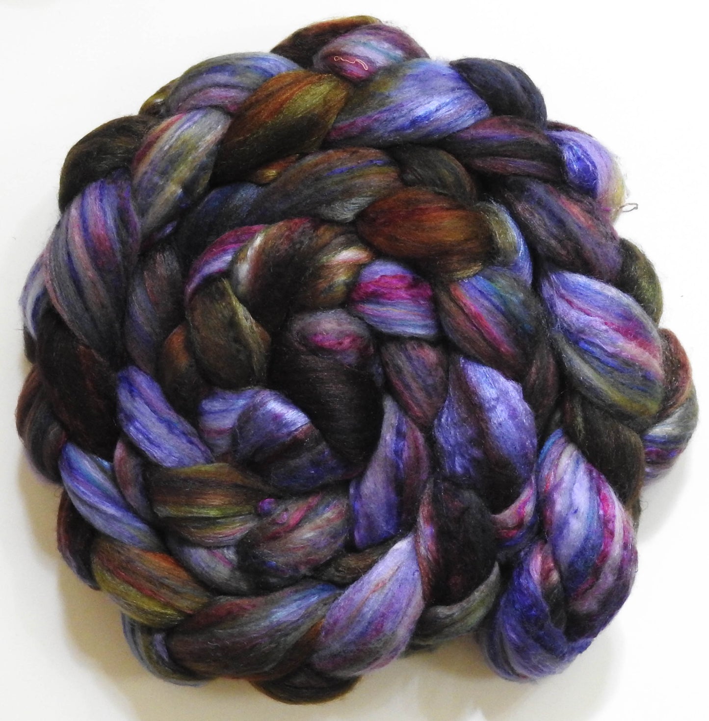 Singular - 45  -Batt in a Braid #39 - Merino/ Mulberry Silk / Sari Silk (50/25/25)