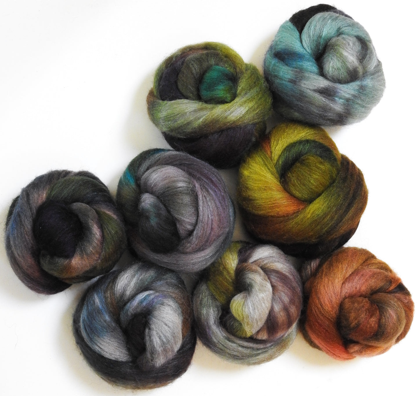 Raw Minerals - Dyed Gradient Set (10.9 oz)- Mixed Bfl/Tussah silk (85/15)