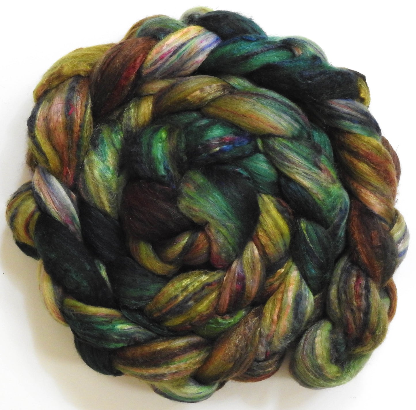 Singular - 36 (5.8 oz)-Batt in a Braid #39 - Merino/ Mulberry Silk / Sari Silk (50/25/25)