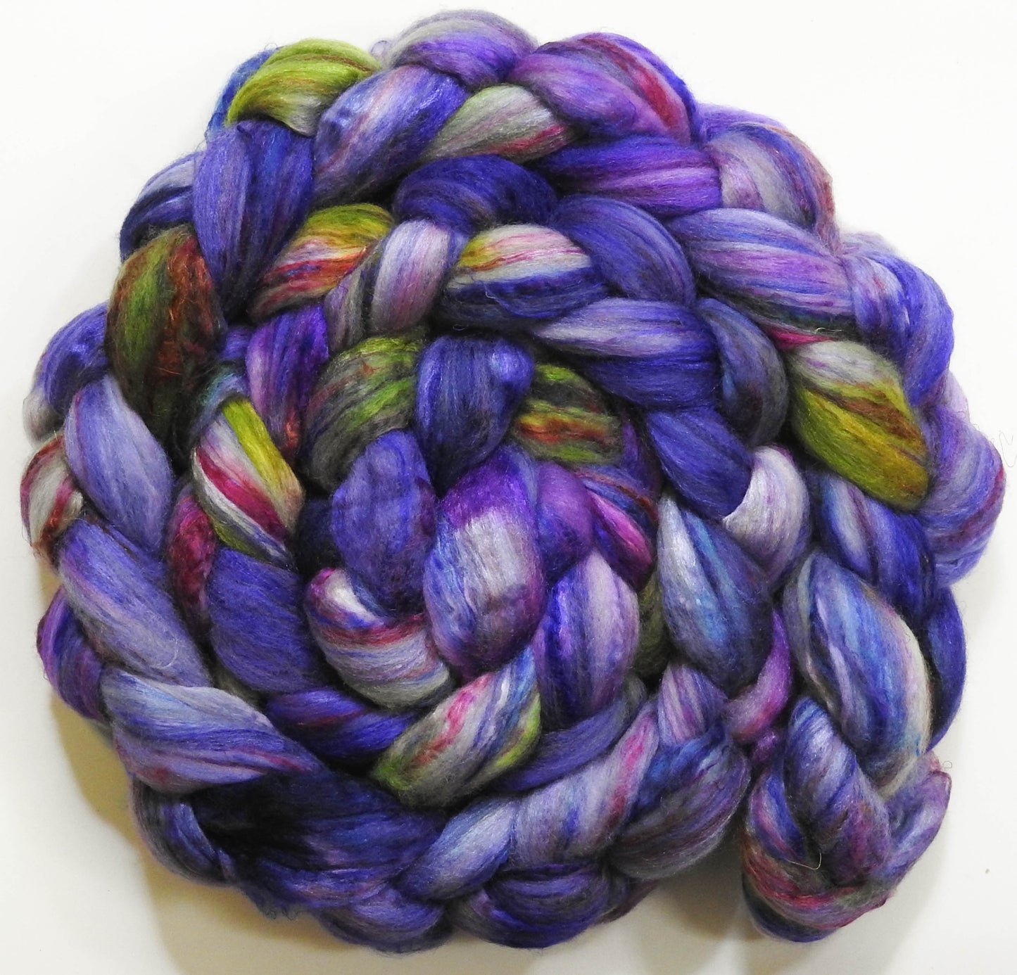 Singular - 43 (5.7 oz)-Batt in a Braid #39 - Merino/ Mulberry Silk / Sari Silk (50/25/25)