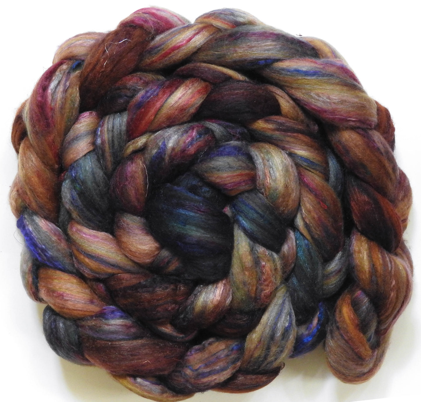 Singular - 44 (5.6 oz)-Batt in a Braid #39 - Merino/ Mulberry Silk / Sari Silk (50/25/25)