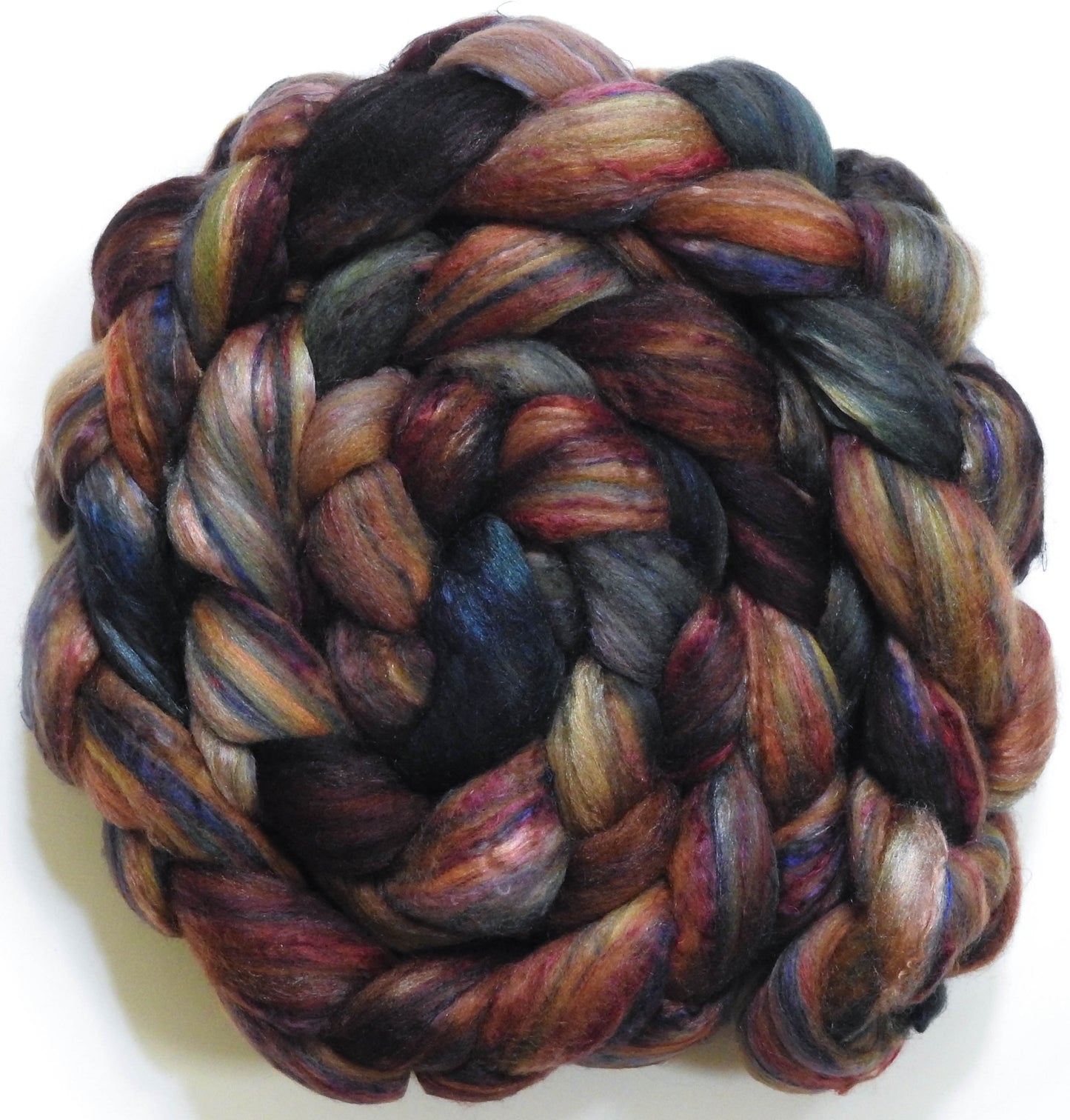 Singular - 44 (5.6 oz)-Batt in a Braid #39 - Merino/ Mulberry Silk / Sari Silk (50/25/25)