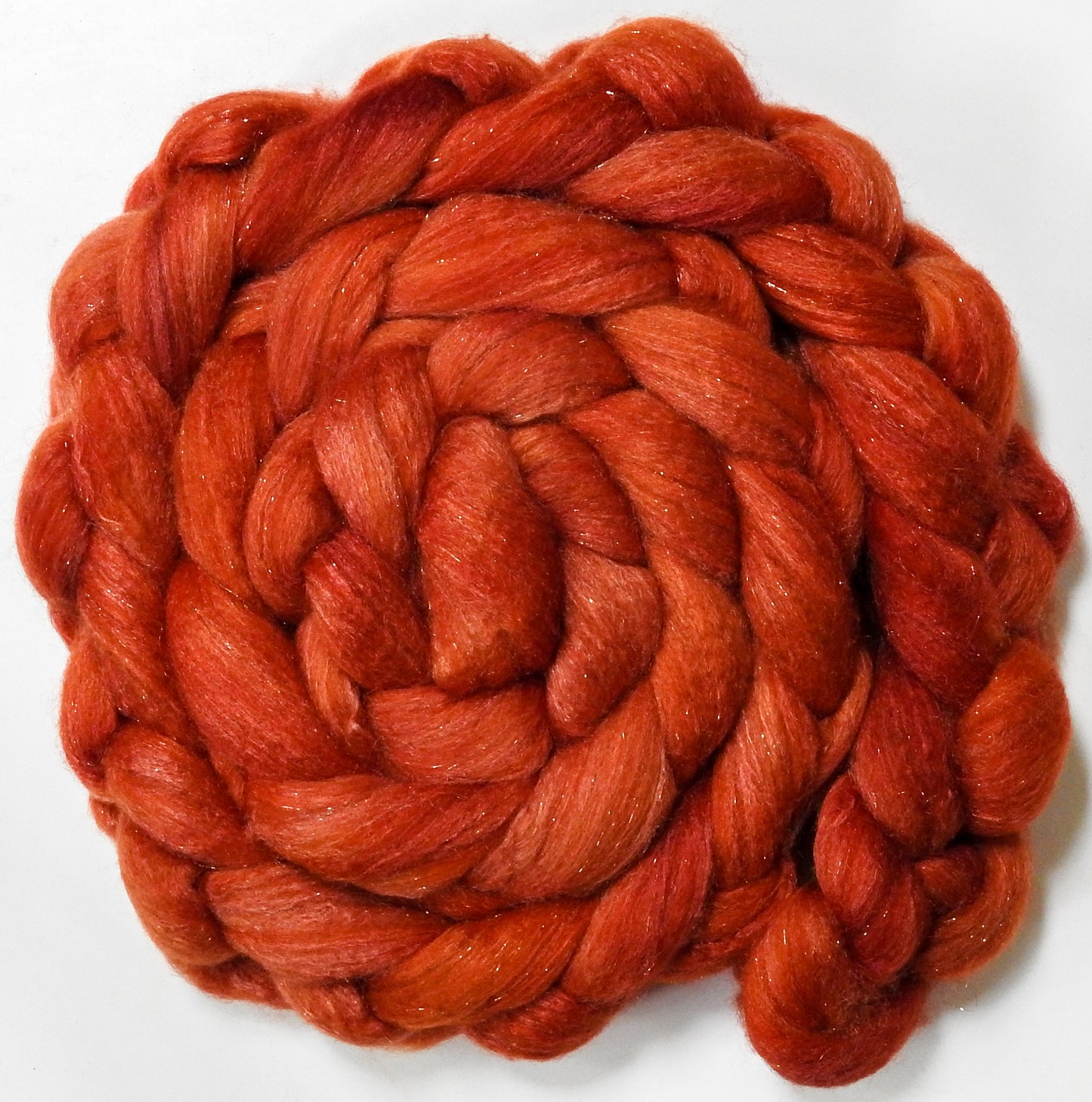 Habanero (5.5oz) - Batt in a Braid #67 - Polwarth/Baby Camel/Tussah Silk/Gold Stellina (40/25/25/10)