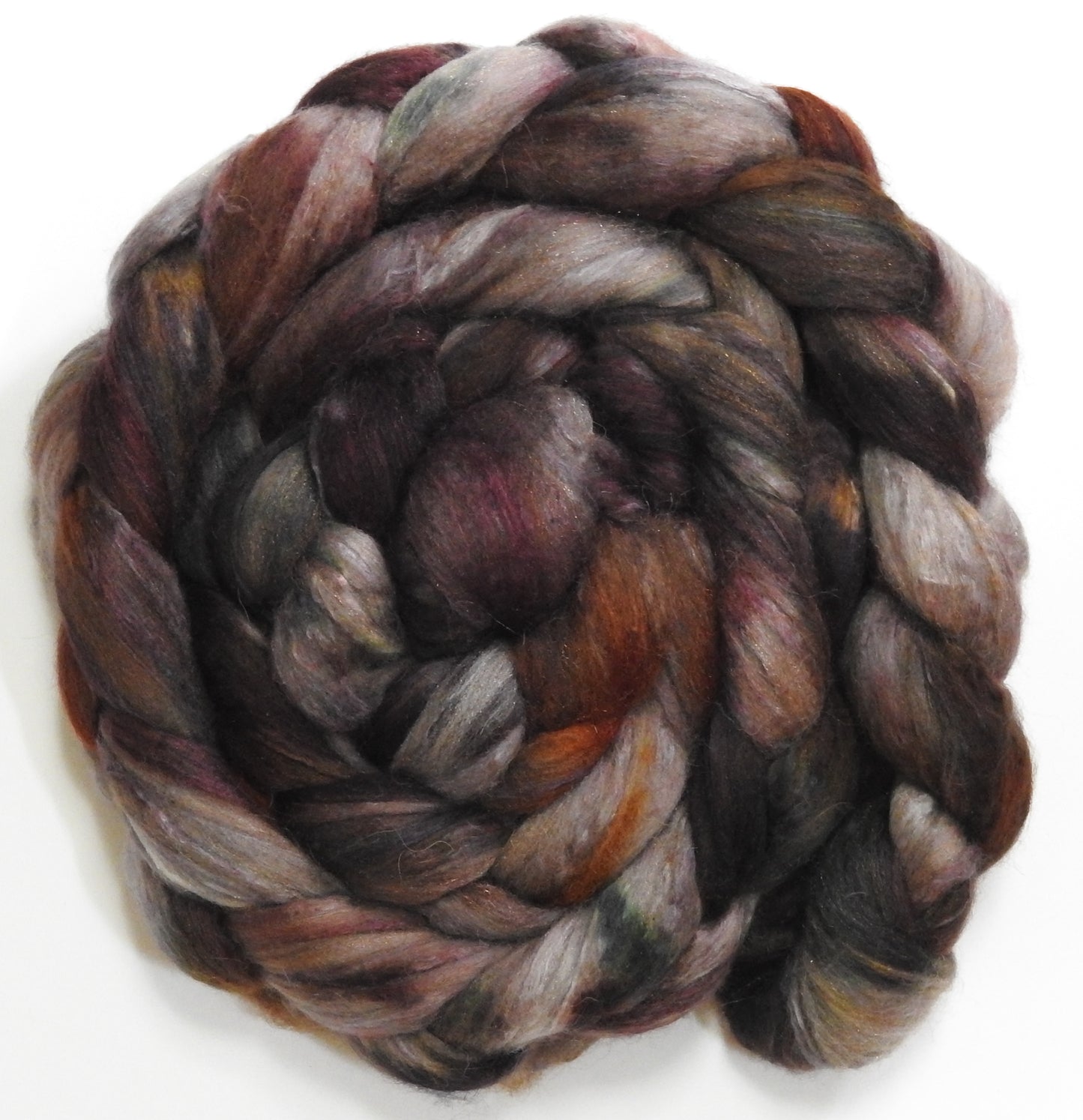 Morel (5.7 oz) - Batt in a Braid #5 - Merino/ Camel/ silk/ faux cashmere/ firestar (25/25/25/13/12)